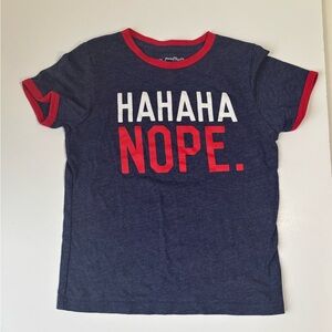 Mini Fine Kids Blue Short Sleeved Tshirt “Ha Ha Nope” Size 6